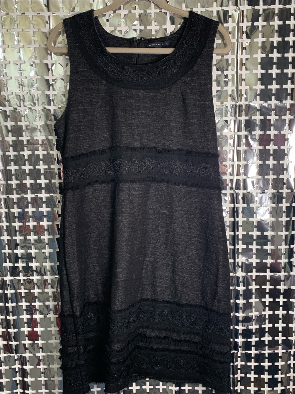 Banana Republic Black Lace-Trim Sleeveless Midi Dress